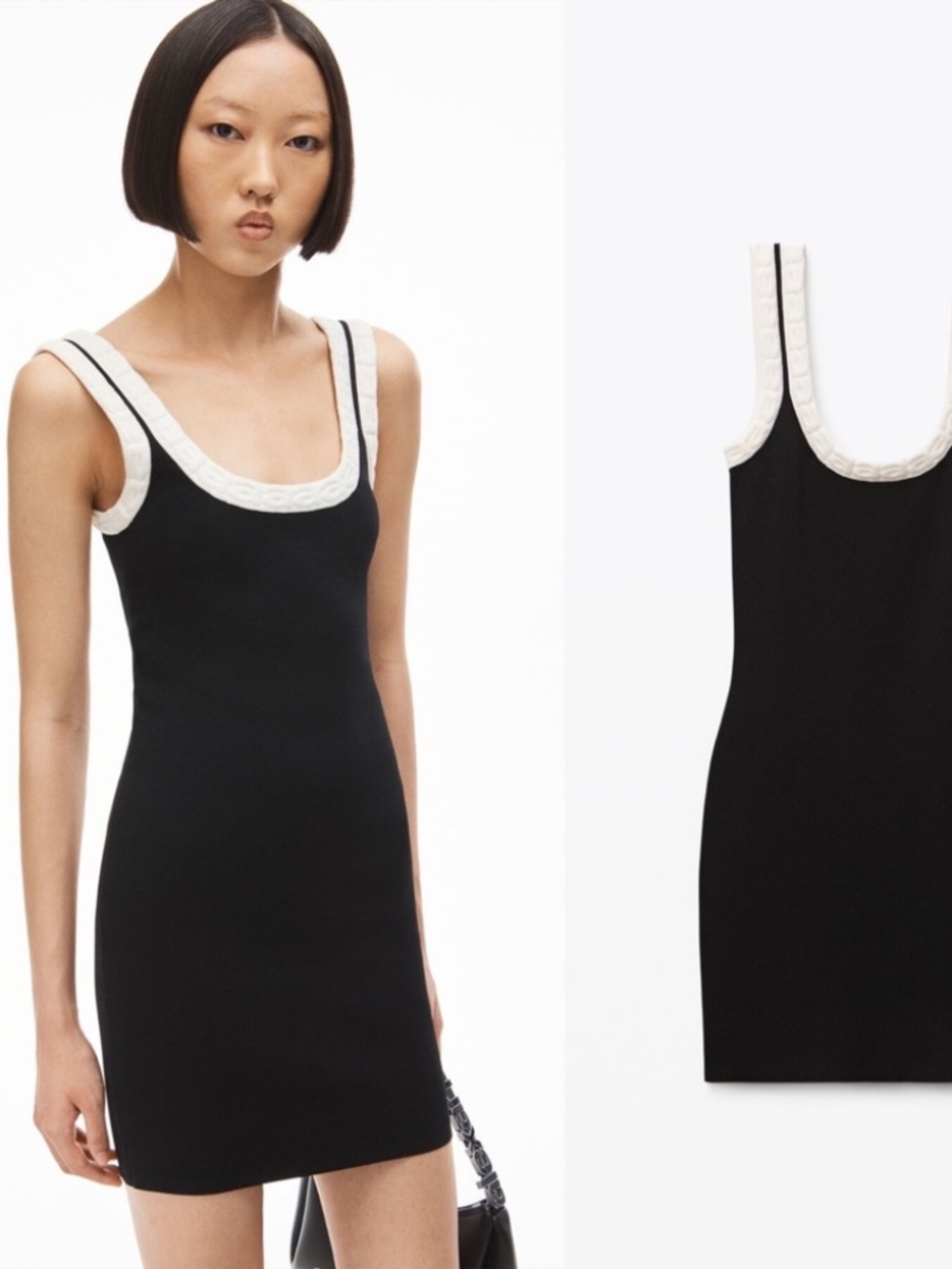 Alexander Wang Logo Trim Mini Dress - Black & White - Size S
